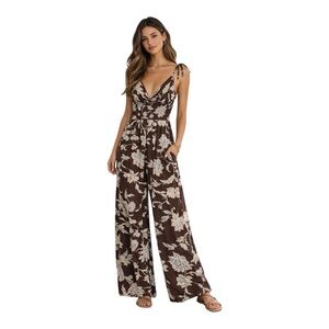 Patrons of Peace Arcadia Floral Wide Leg Jumpsuit Sz S NWOT